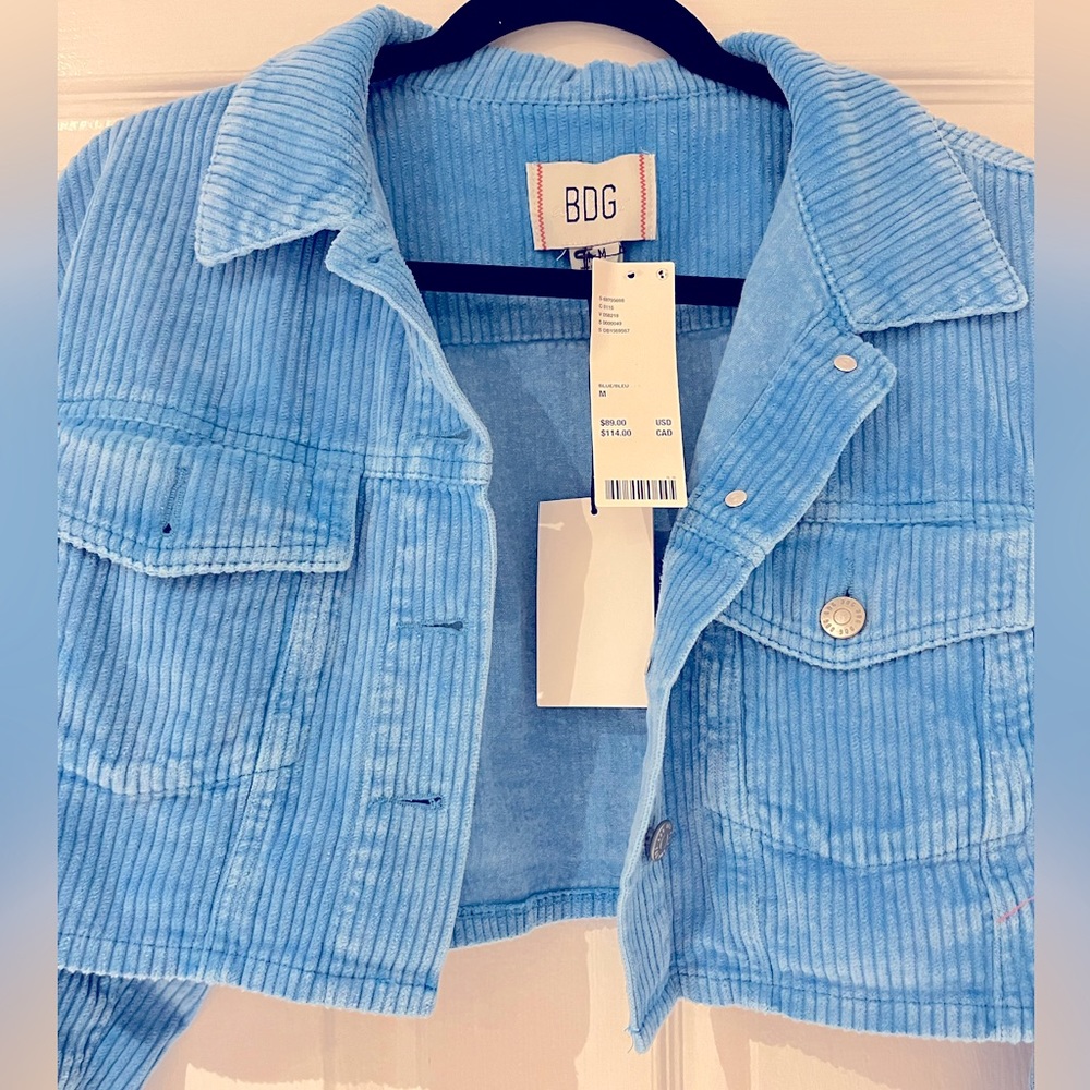 BDG Carissa Corduroy Cropped Jacket NWT Size M Blue - Picture 5 of 5